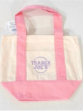 Trader Joe's Pink & Cream Canvas Tote